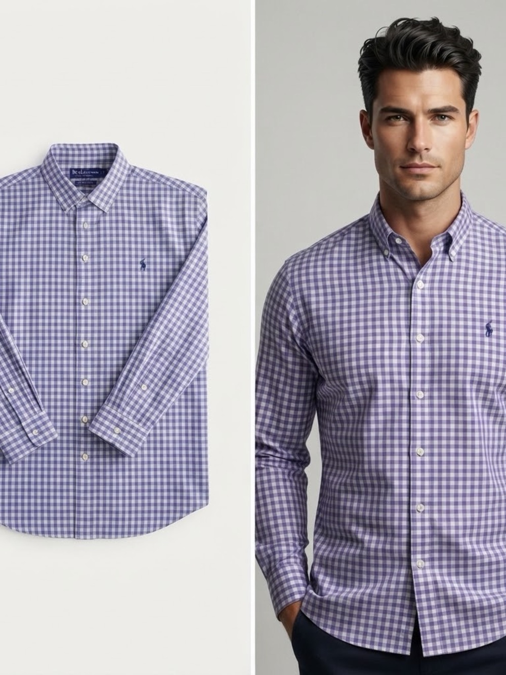 Polo by Ralph Lauren Purple Gingham Button-Down Shirt Medium